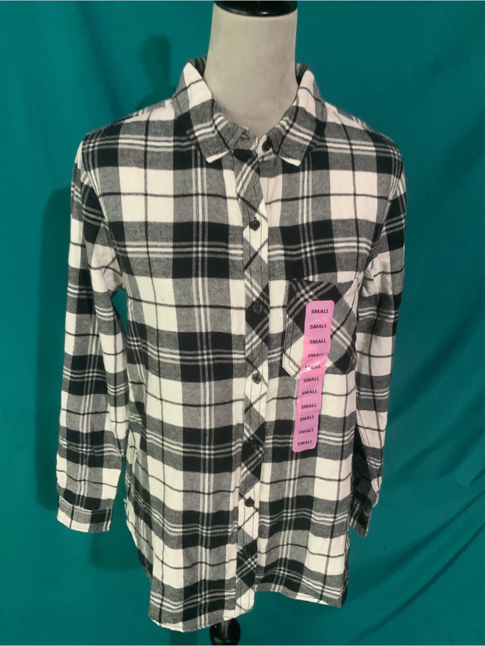 GAP LADIES RELAXED FIT BLACK/BILLIE PLAID FLANNEL SHIRT, 10O% COTTON (NWT)